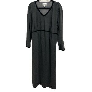 Motherhood 1X Velvet Trim Maxi Maternity Dress PLUS Stretchy Tie Back